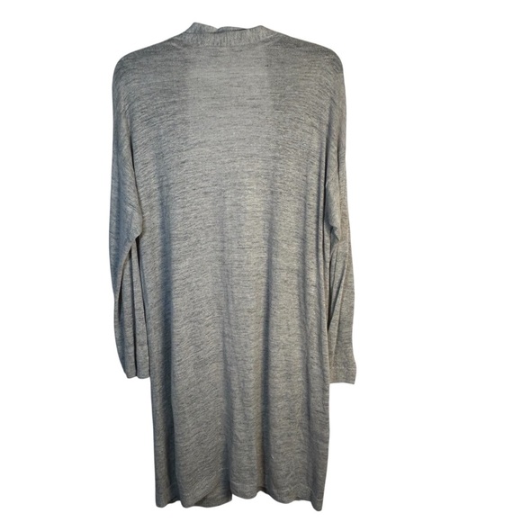 Uniqlo Womens L Gray Cardigan Long-Line Lightweight Open Linen Rayon Pockets - Picture 2 of 11
